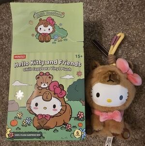 MINISO Hello Kitty And Friends Chill Capybara Vinly Plush Open Box - Hello Kitty